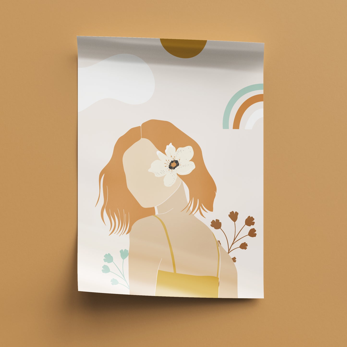 Boho Bloom – Minimalist Woman Illustration Poster