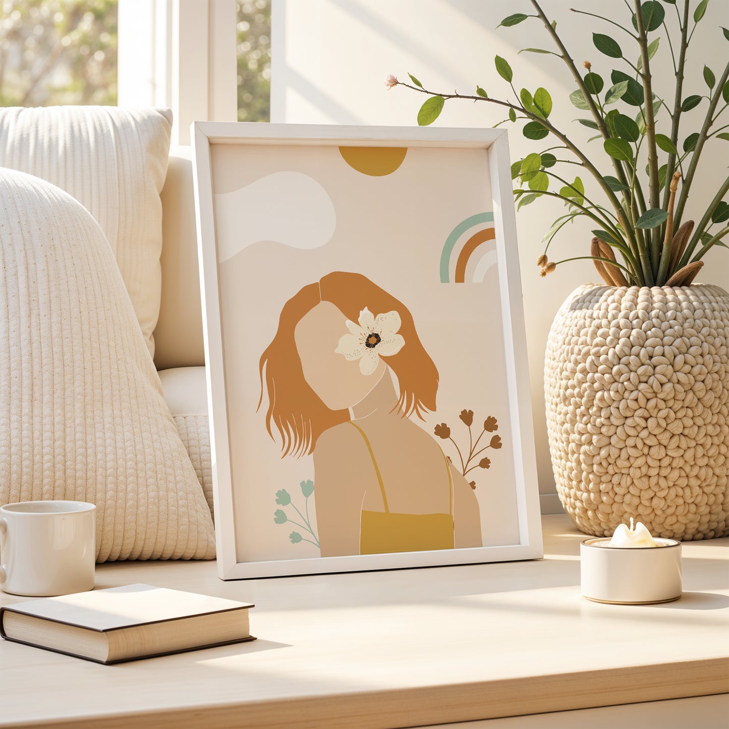 Boho Bloom – Minimalist Woman Illustration Poster