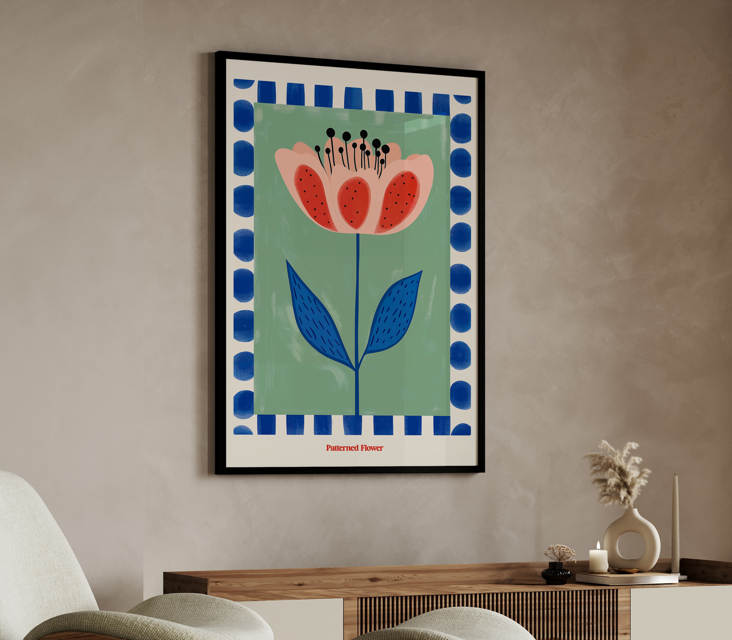 Patterned Bloom: Joyful Minimal Flower