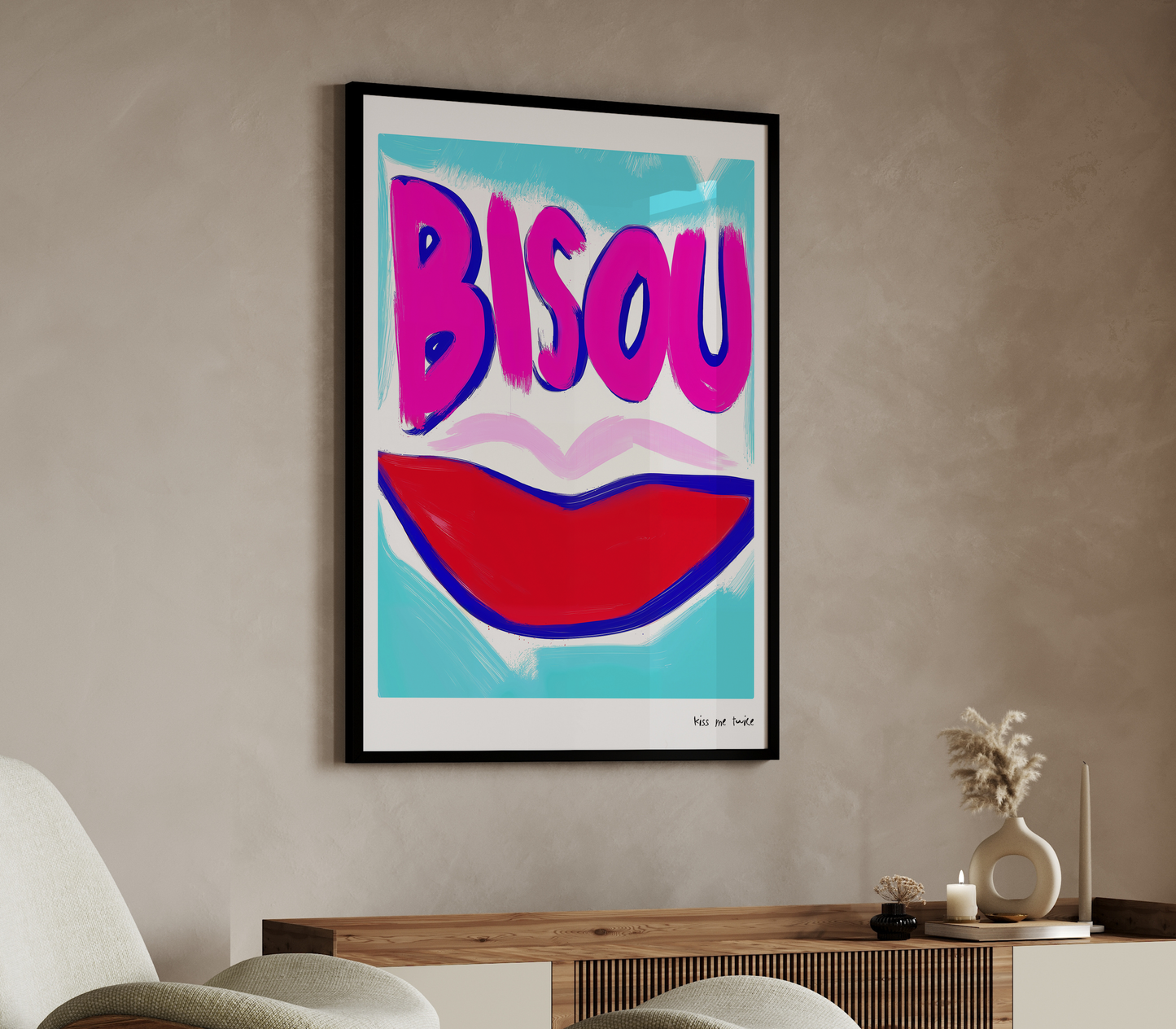 BISOU – Playful Pop Kiss Art Print