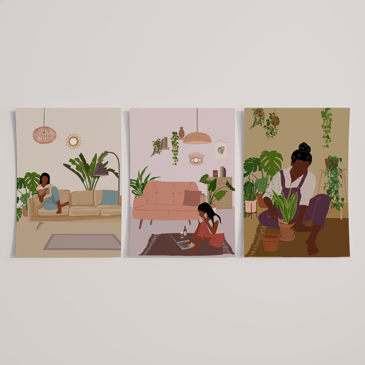 A Day in Her Life – Modern Woman Poster Set (Set of 3)