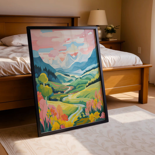 Painted Peaks – Vibrant Mountain Valley Landscape