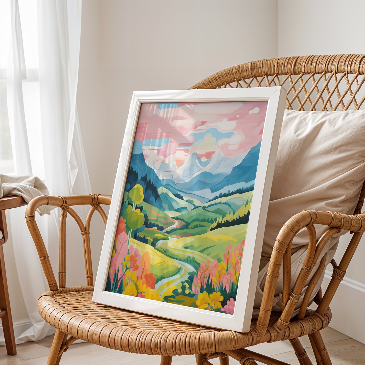 Painted Peaks – Vibrant Mountain Valley Landscape