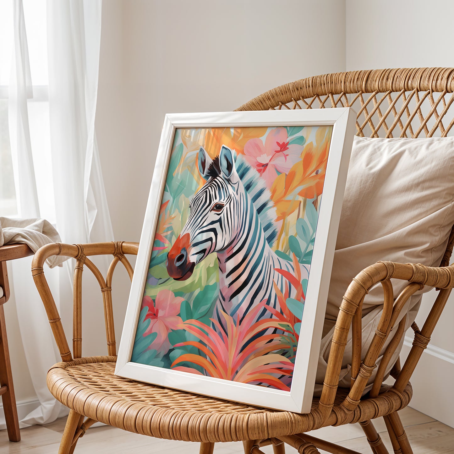 Tropical Zebra – Vibrant Animal Art Print