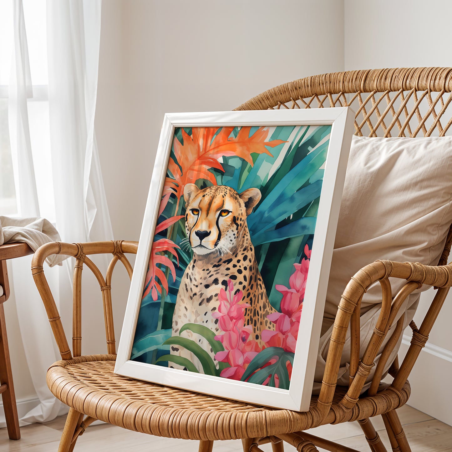 Jungle Majesty – Regal Cheetah Botanical Poster