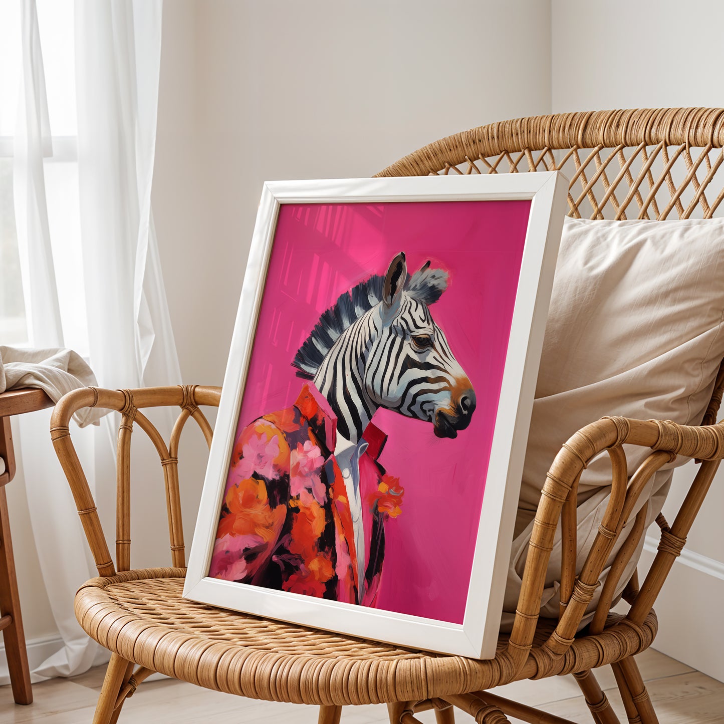 Zebra in Floral Suit – Pop Art Animal Poster