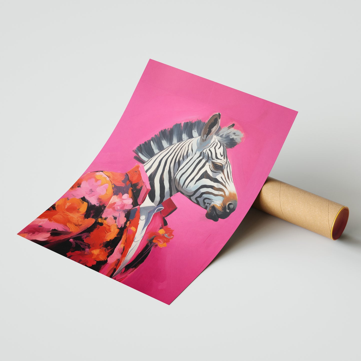 Zebra in Floral Suit – Pop Art Animal Poster