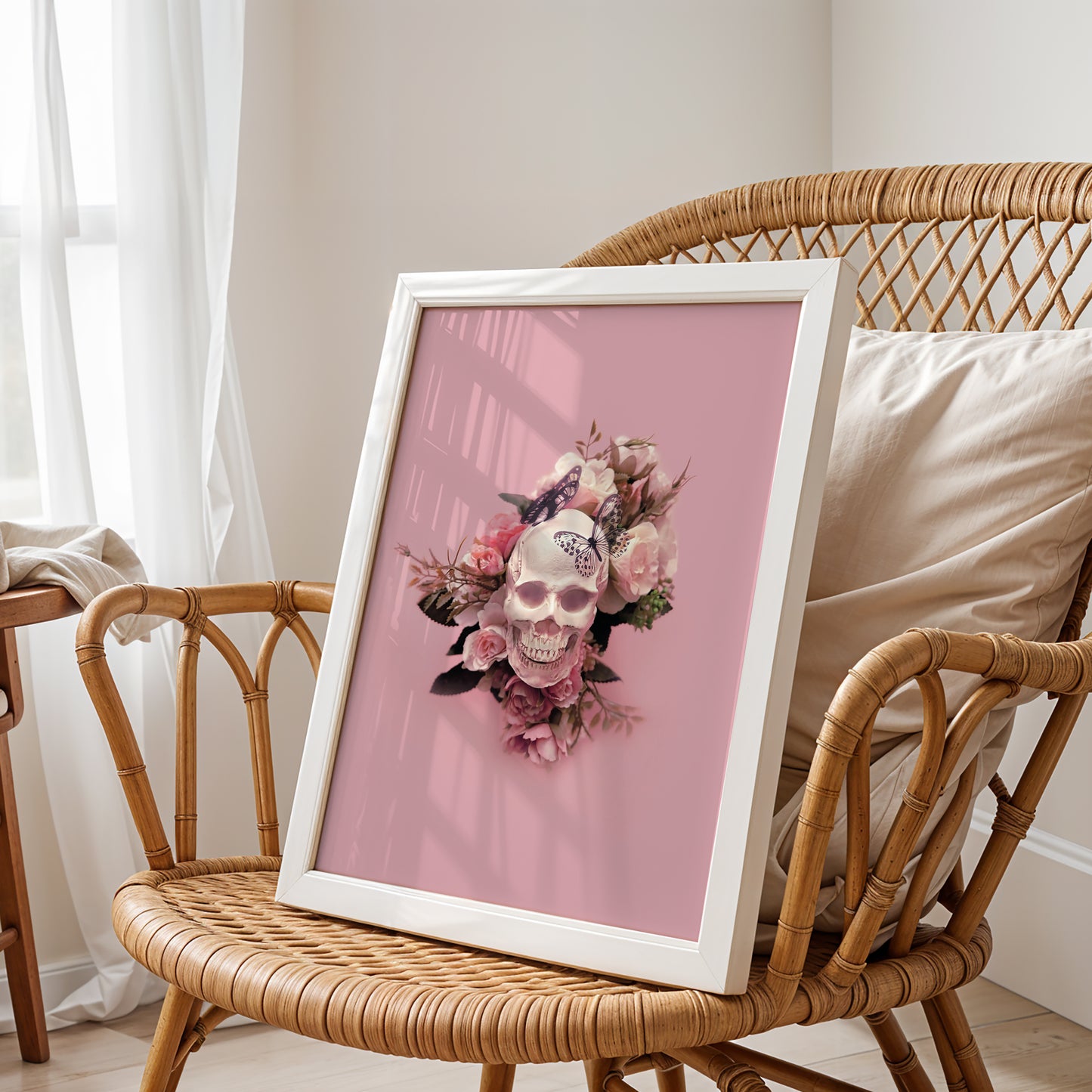 Eternal Elegance: Skull, Flowers & Butterflies Art Poster