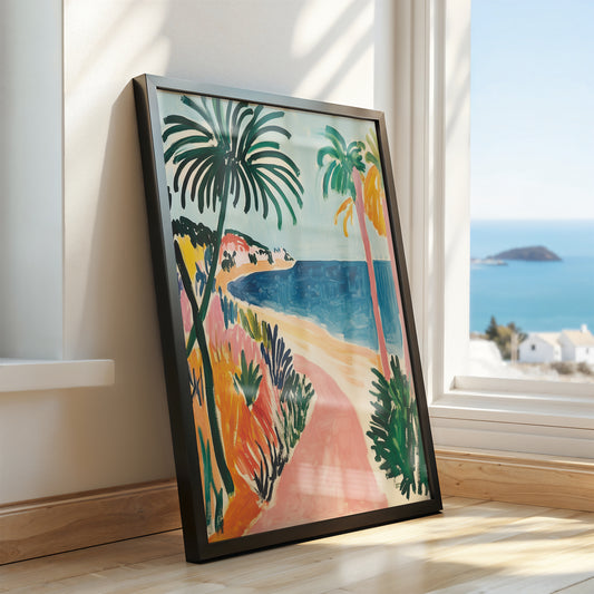 Riviera Pathway - Post-Impressionist Coastal Landscape Poster