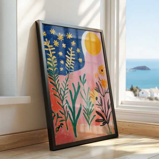Day and Night Garden - Post-Impressionist Floral Poster