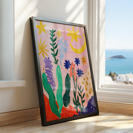 Celestial Garden - Whimsical Post-Impressionist Floral Print