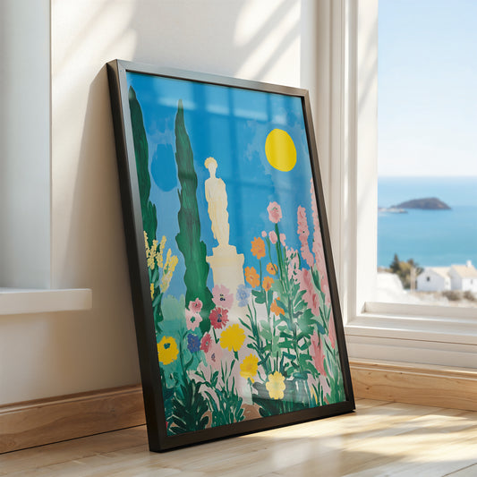 The Sunlit Statue - Post-Impressionist Garden Poster