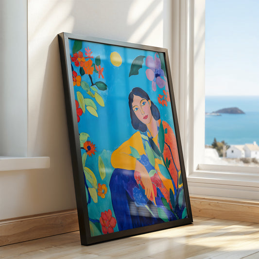 The Woman in the Garden - Post-Impressionist Floral Portrait
