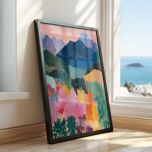 Alpine Glow - Abstract Mountain Landscape Poster