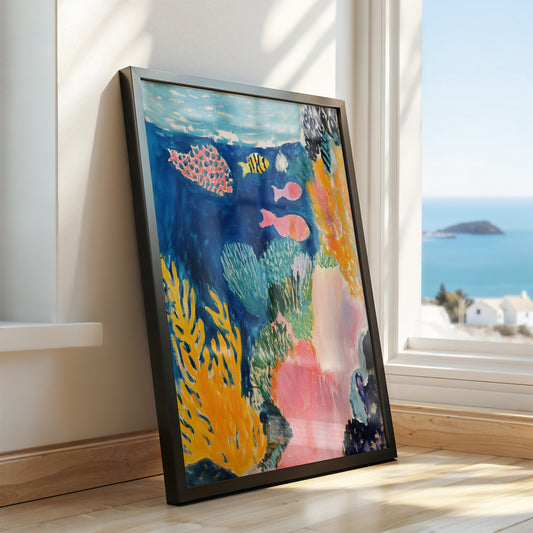 Colorful Depths - Post-Impressionist Coral Reef Poster