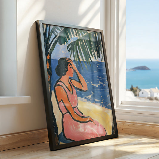 Shoreline Contemplation - Post-Impressionist Figure Poster