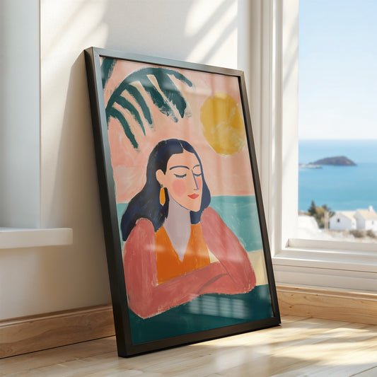 Seaside Reverie - Post-Impressionist Portrait Poster