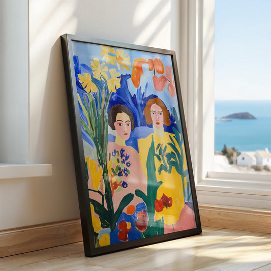 Garden Whispers - Post-Impressionist Figures in Bloom Poster