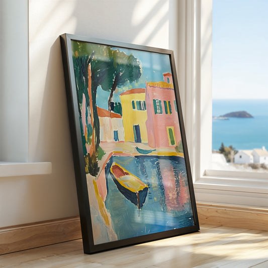The Yellow Boat - Post-Impressionist Canal Scene Poster