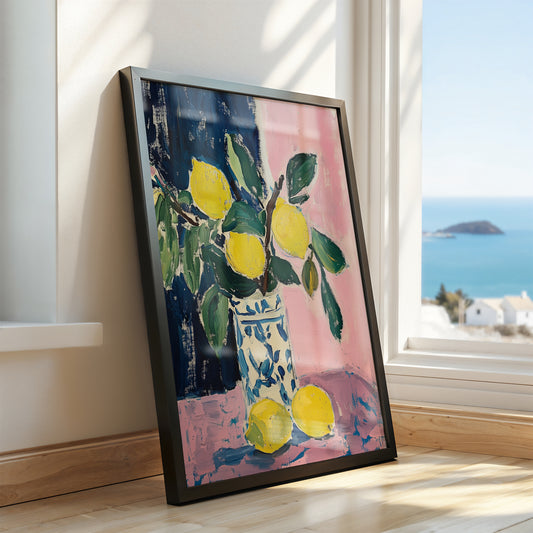 Lemon Freshness: Modern Still Life Art Poster