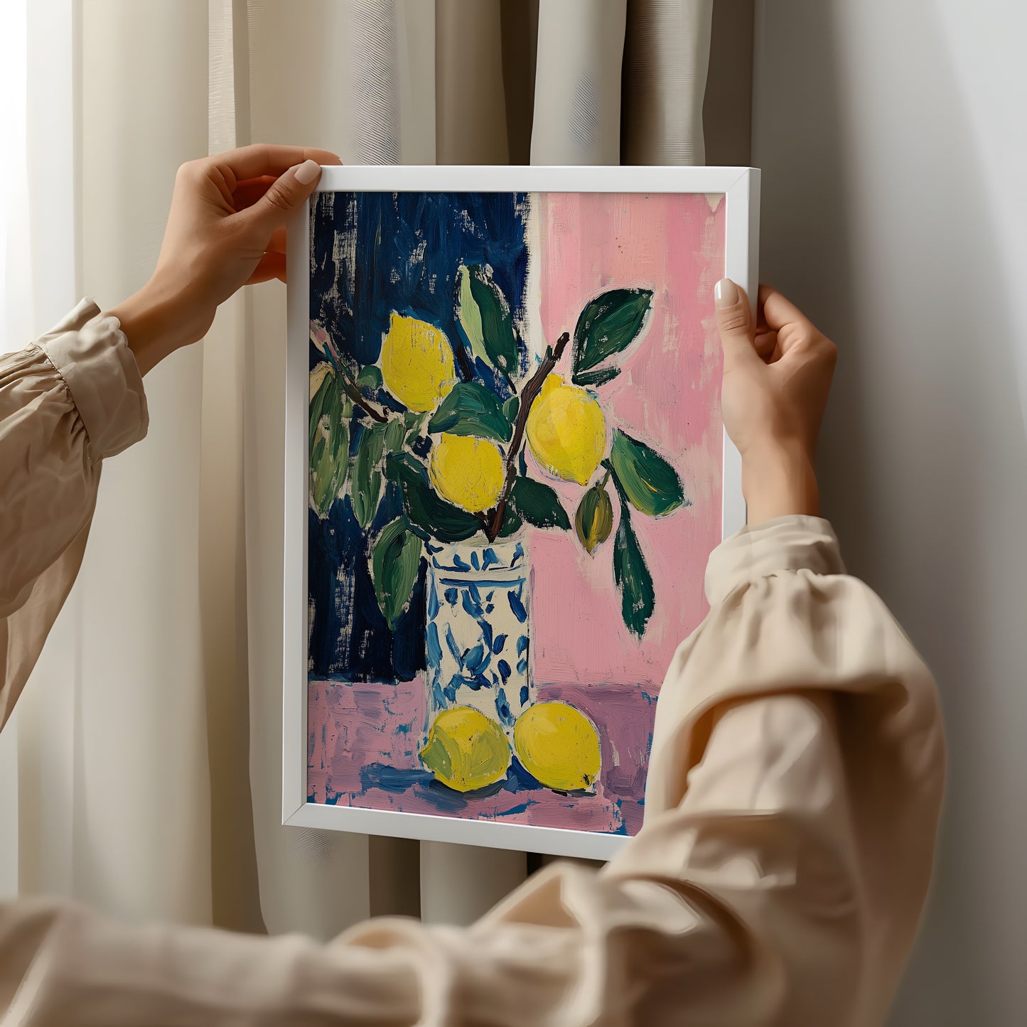 Lemon Freshness: Modern Still Life Art Poster