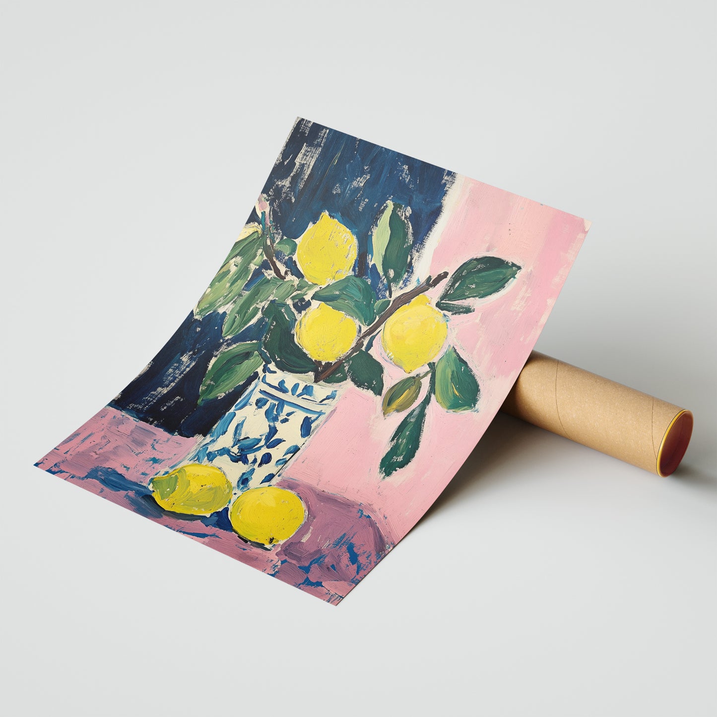 Lemon Freshness: Modern Still Life Art Poster