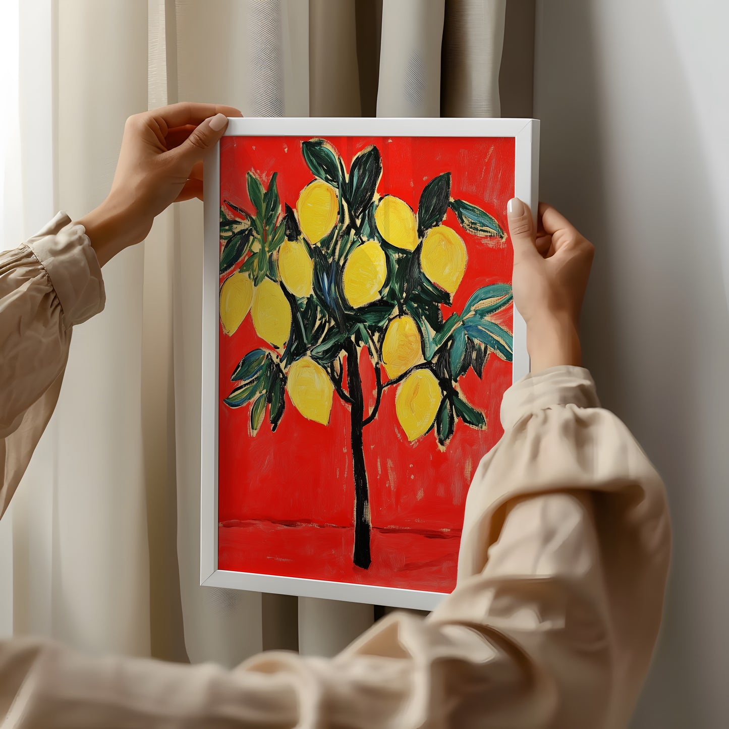 Citrus Radiance: Lemon Tree Expressionist Poster