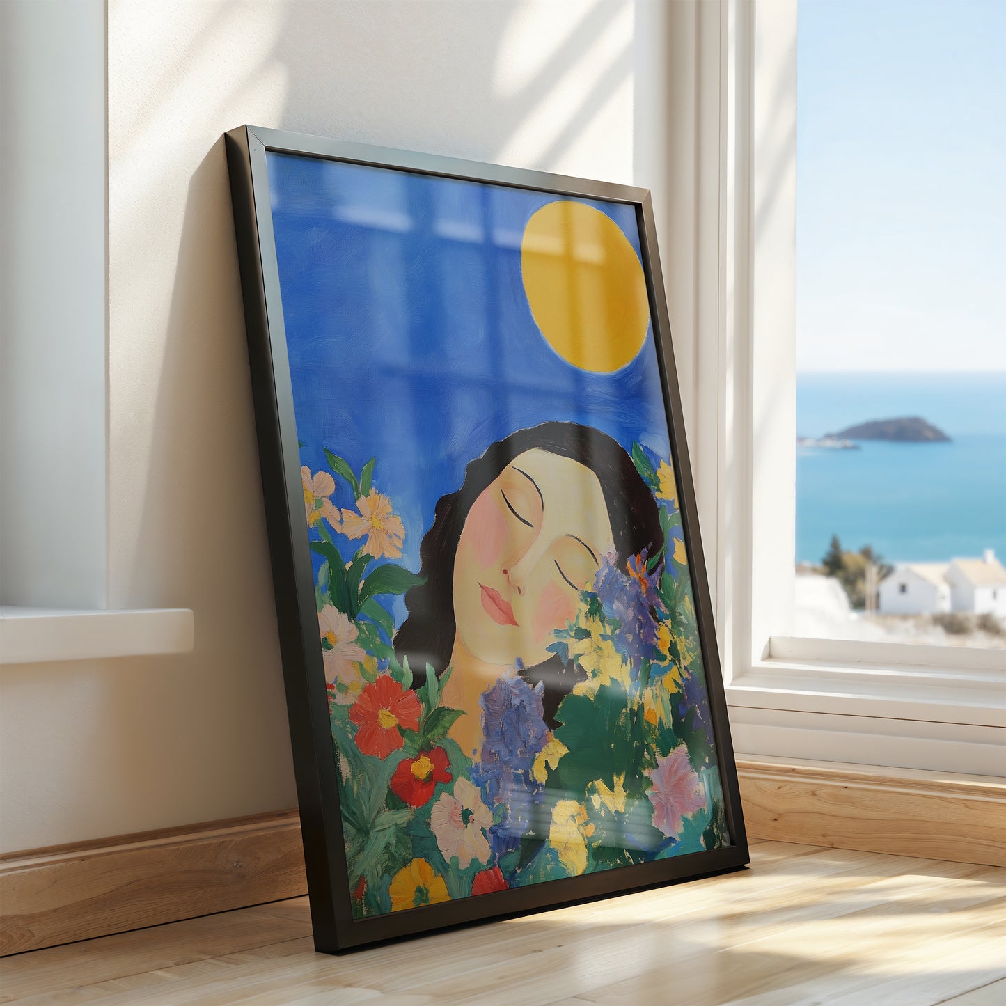 Dreamer's Garden: Serene Woman Floral Art Poster