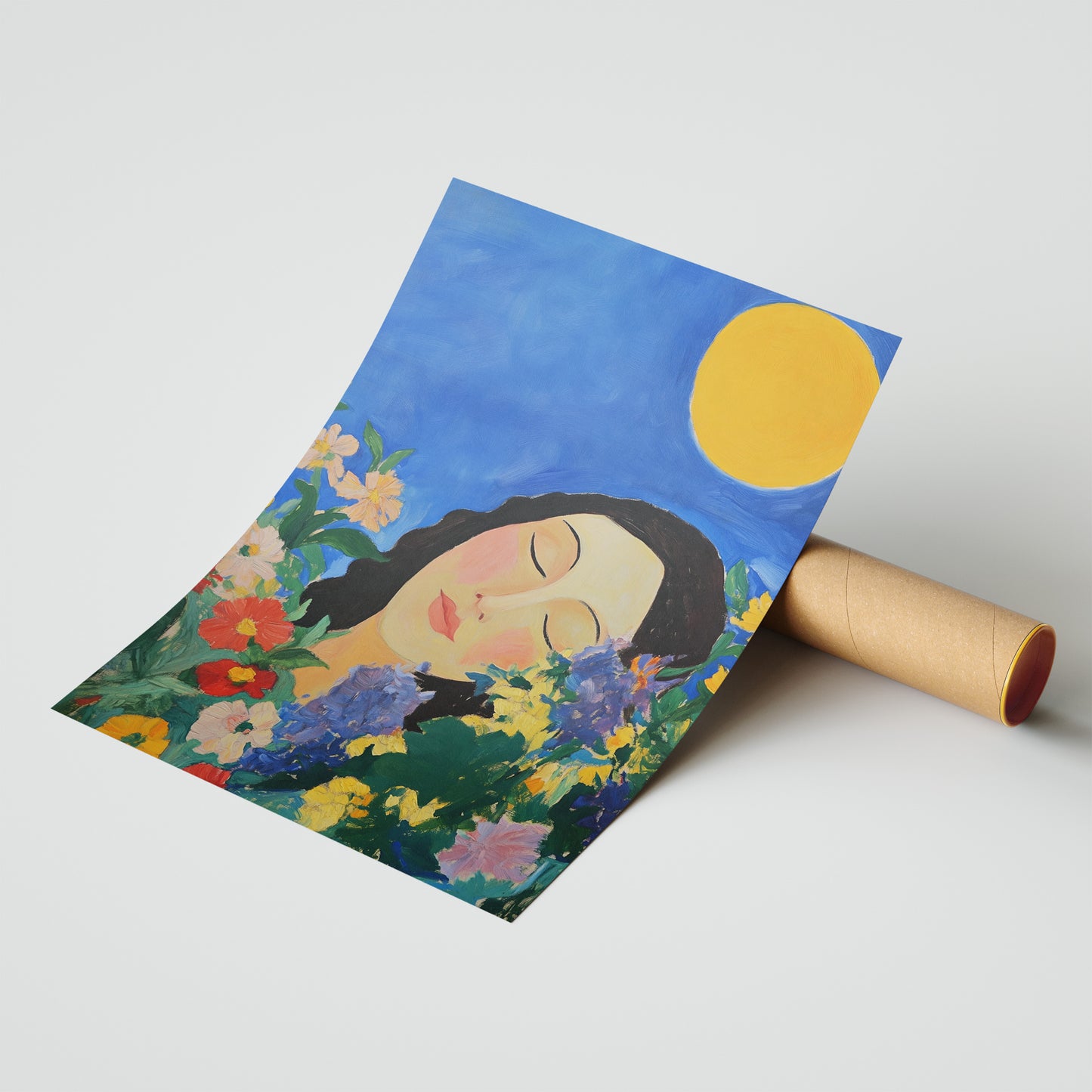 Dreamer's Garden: Serene Woman Floral Art Poster