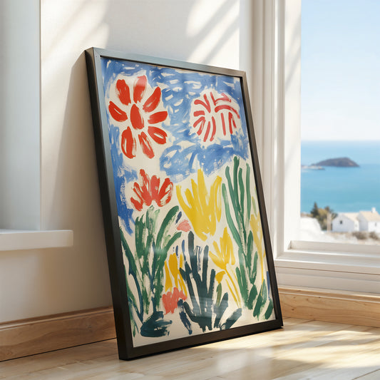 Blossom Symphony: Abstract Blooms Under Summer Sky