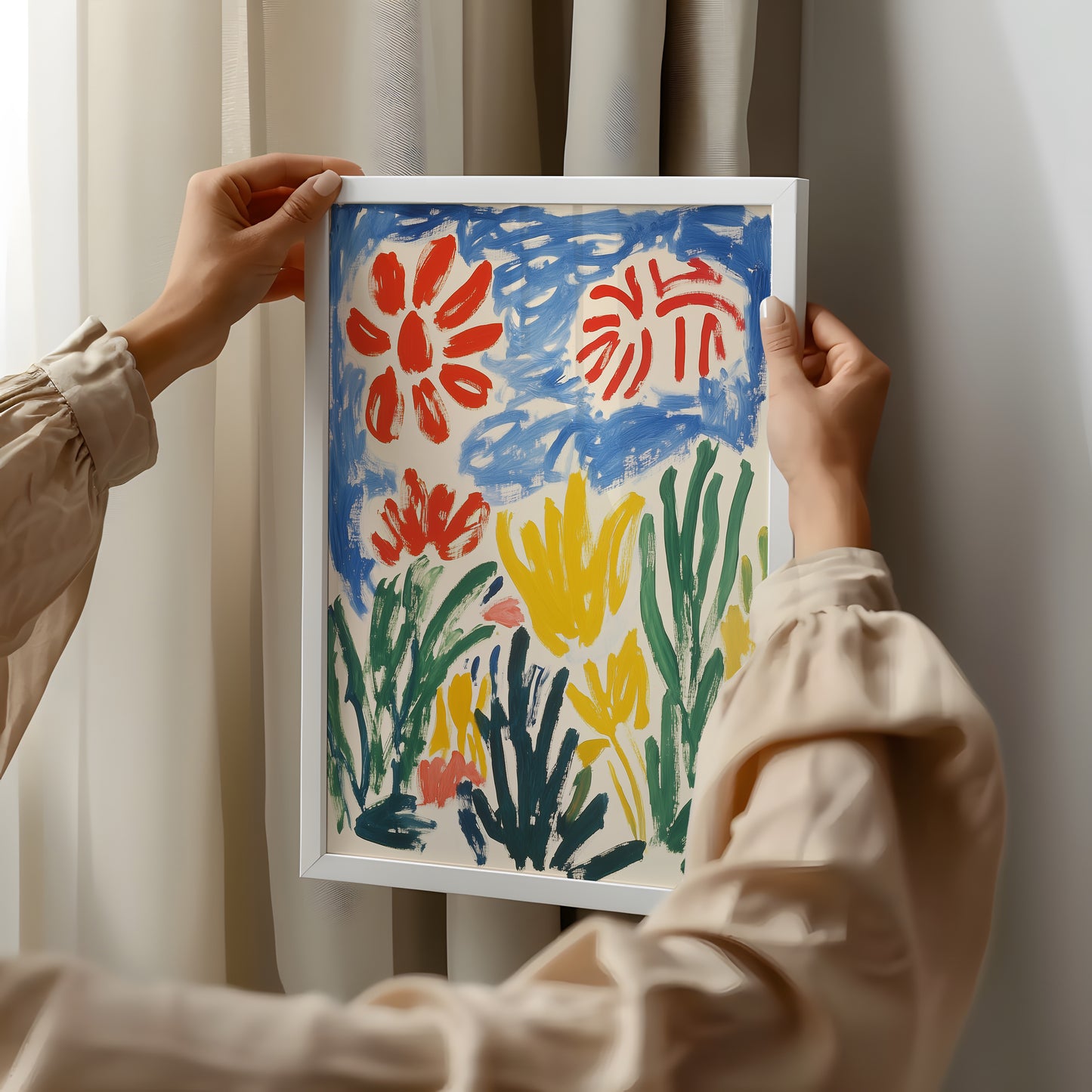 Blossom Symphony: Abstract Blooms Under Summer Sky