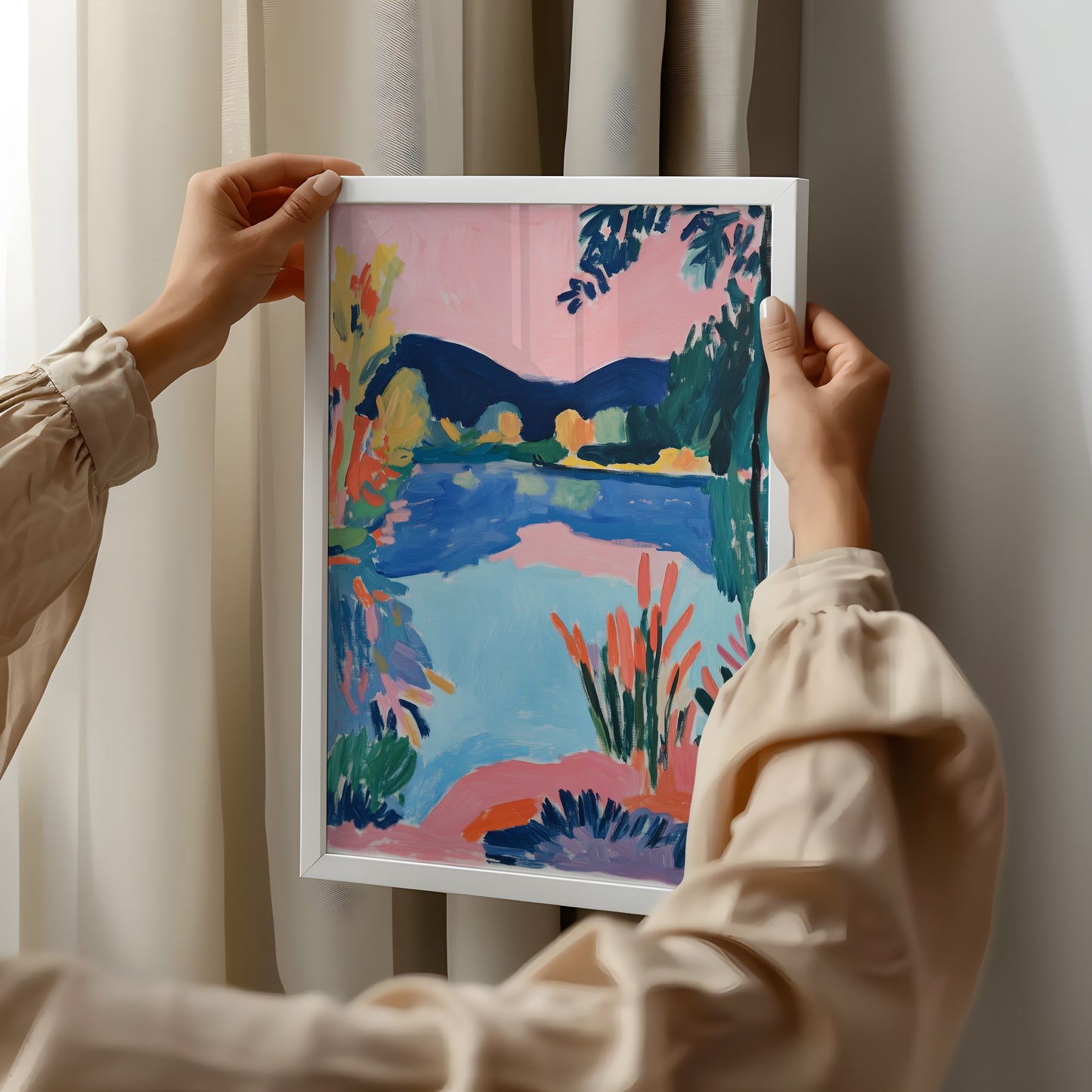 Tranquil Shores: Pastel Reverie at the Lake