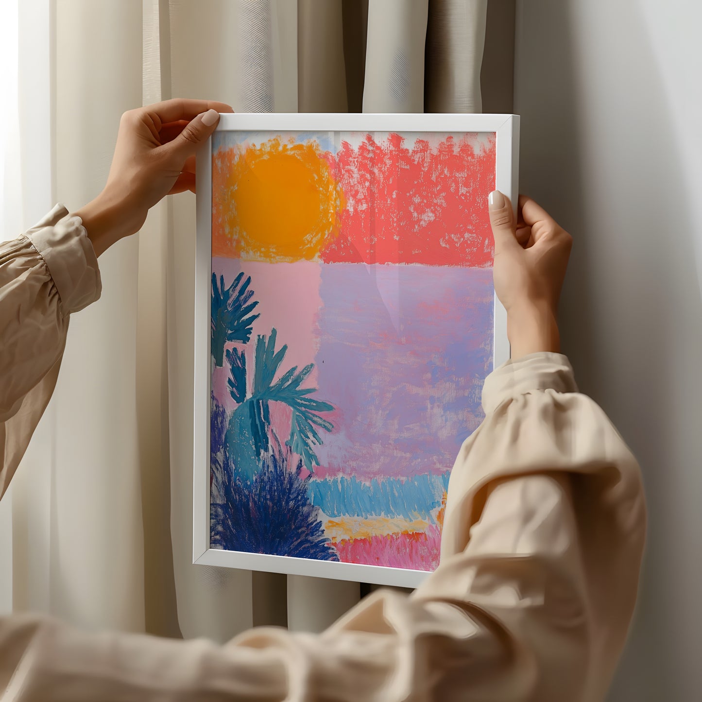 Pastel Reverie: Abstract Sunset Lagoon