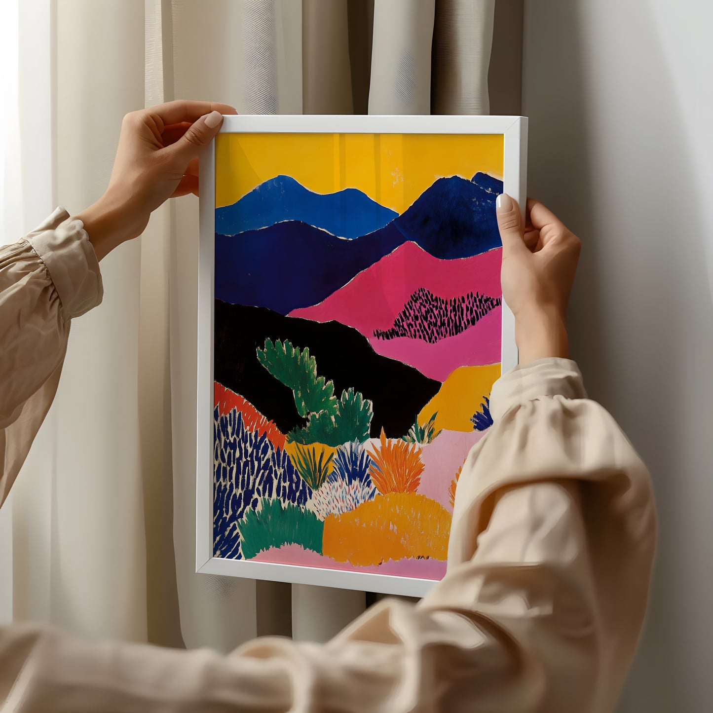 Midnight Mirage: Electric Mountainscape