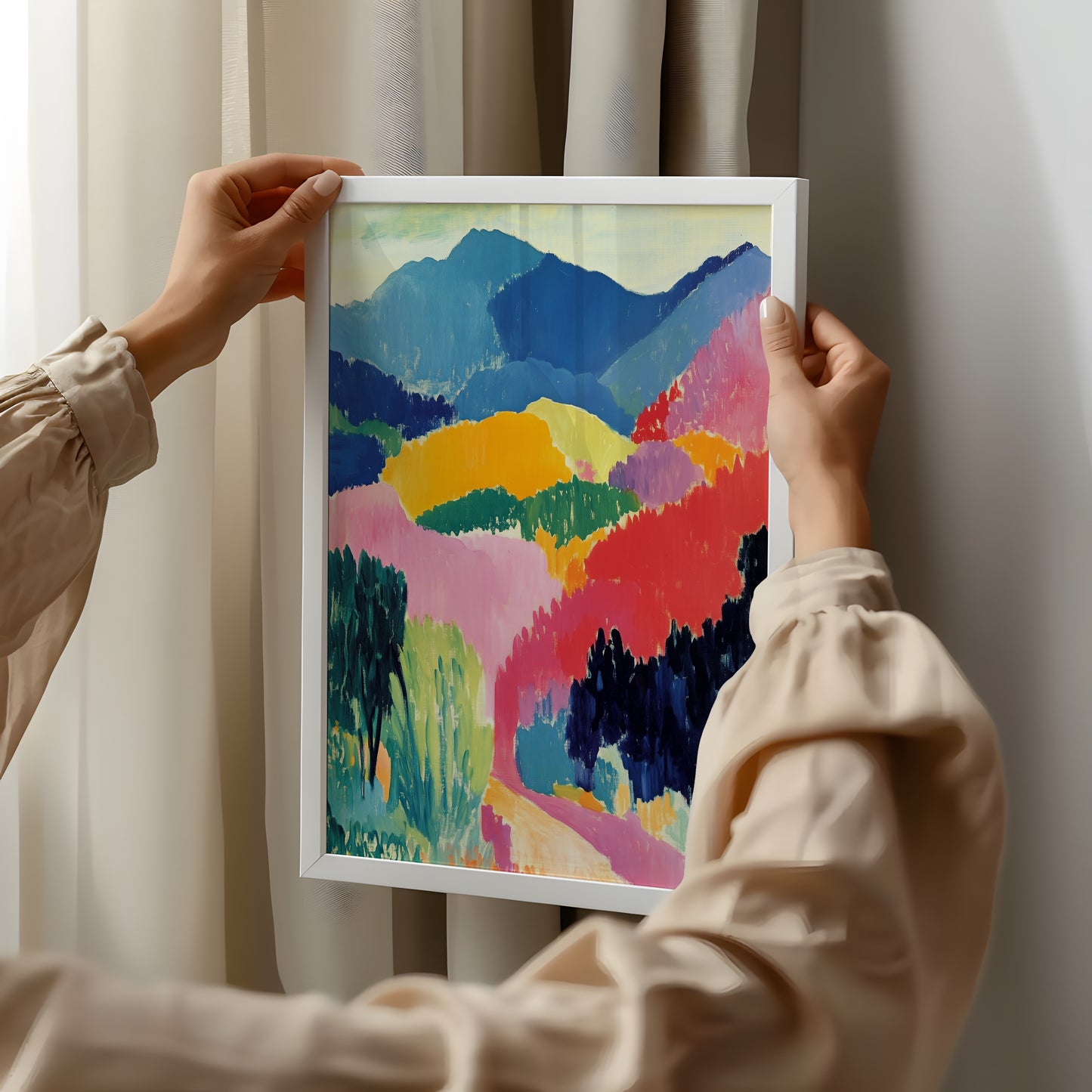 Rainbow Valleys: Abstract Hillside Serenity