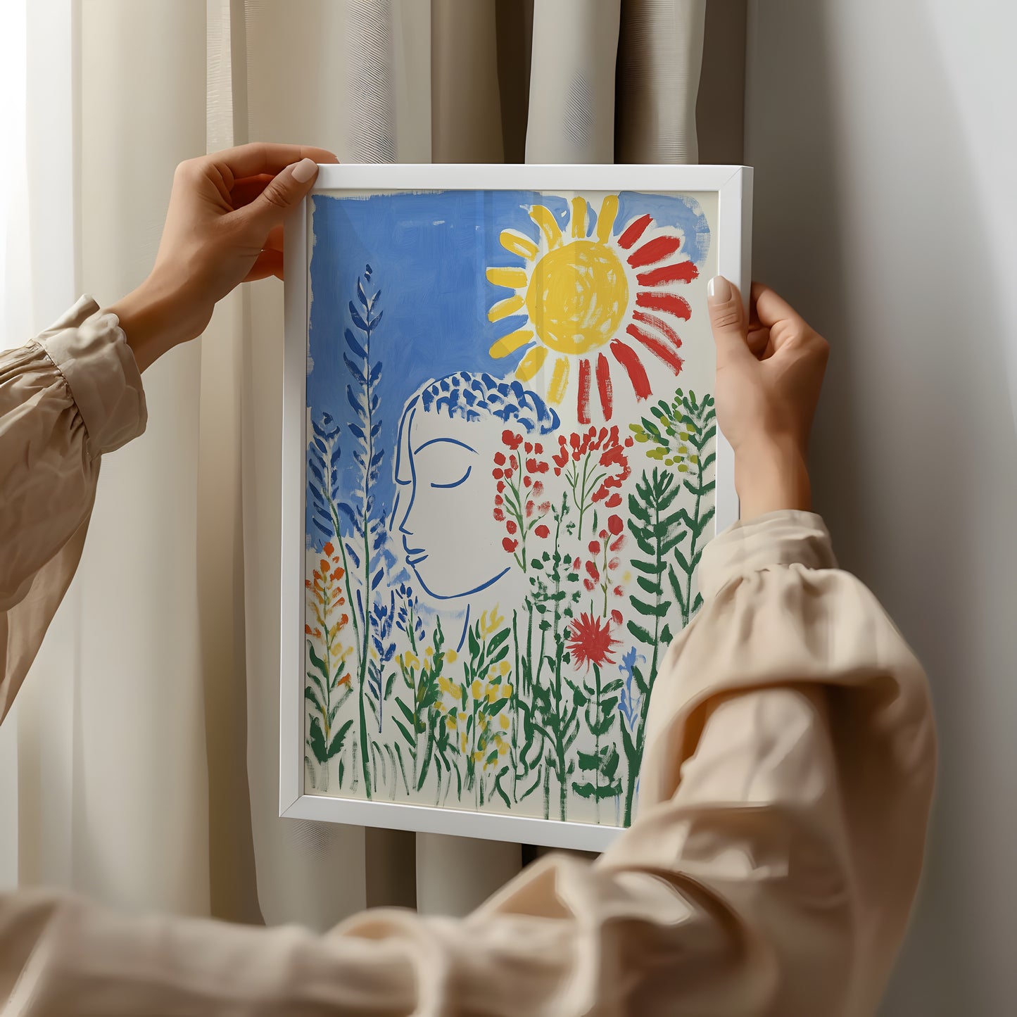 Sunlit Reflection: Floral Tranquility