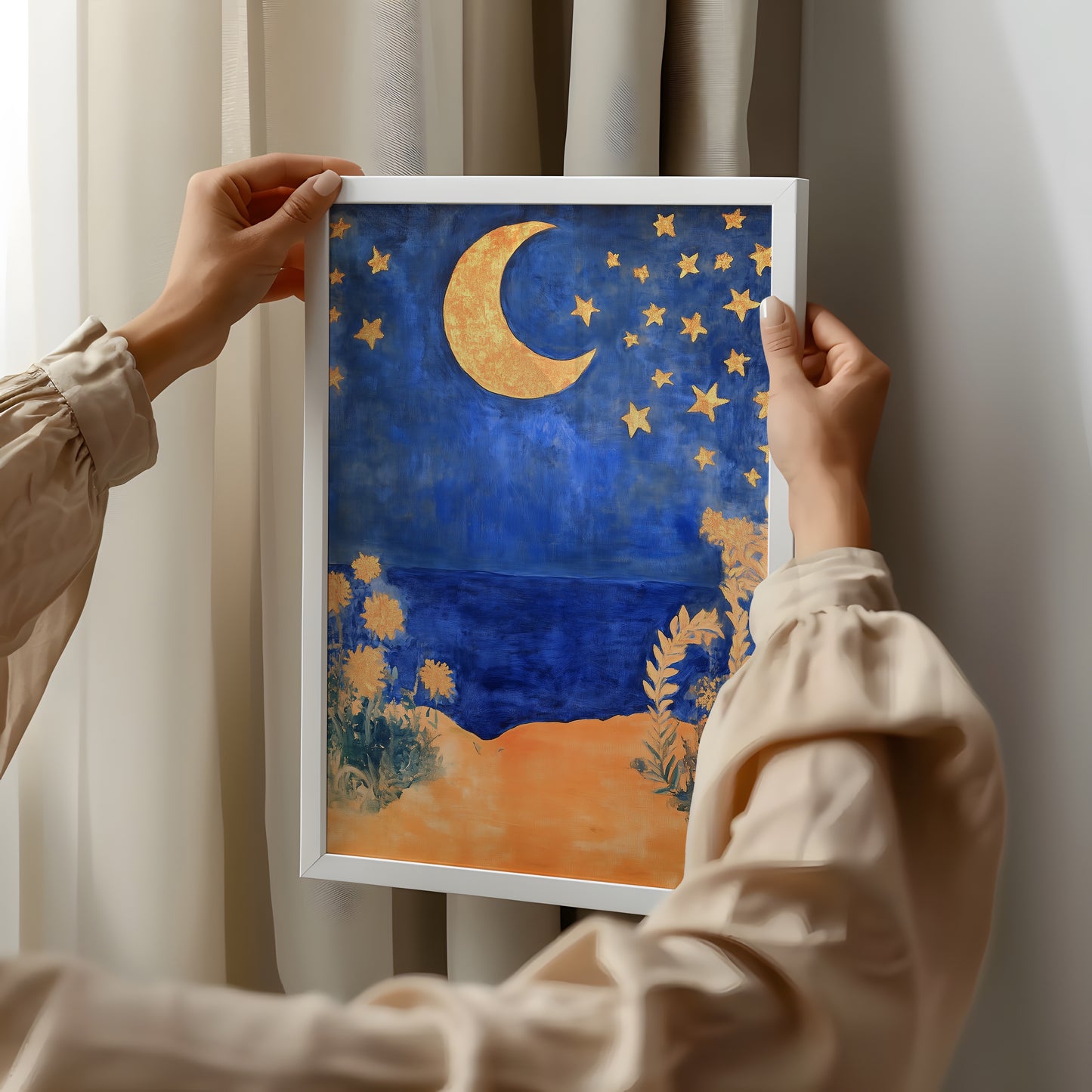 Moonlit Flora: Golden Night Fantasy