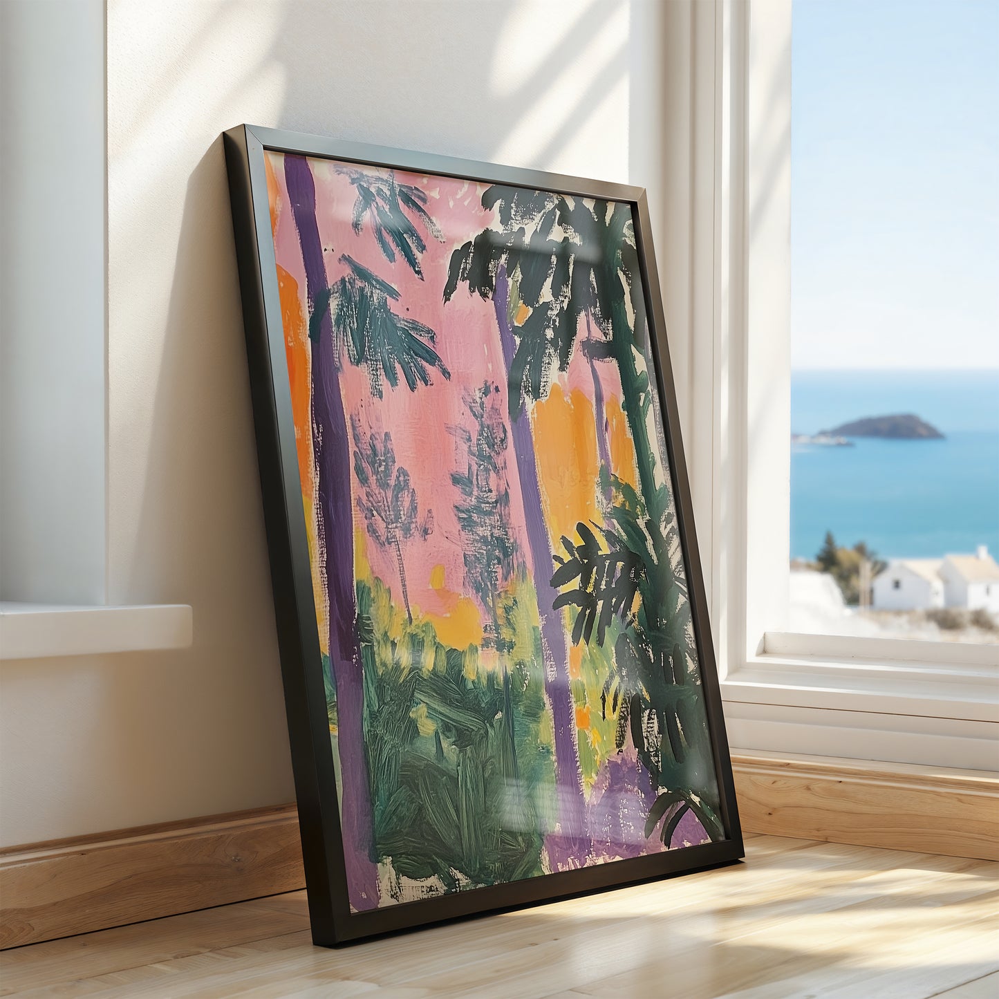 Tropical Sundown: Palm Dream Abstract