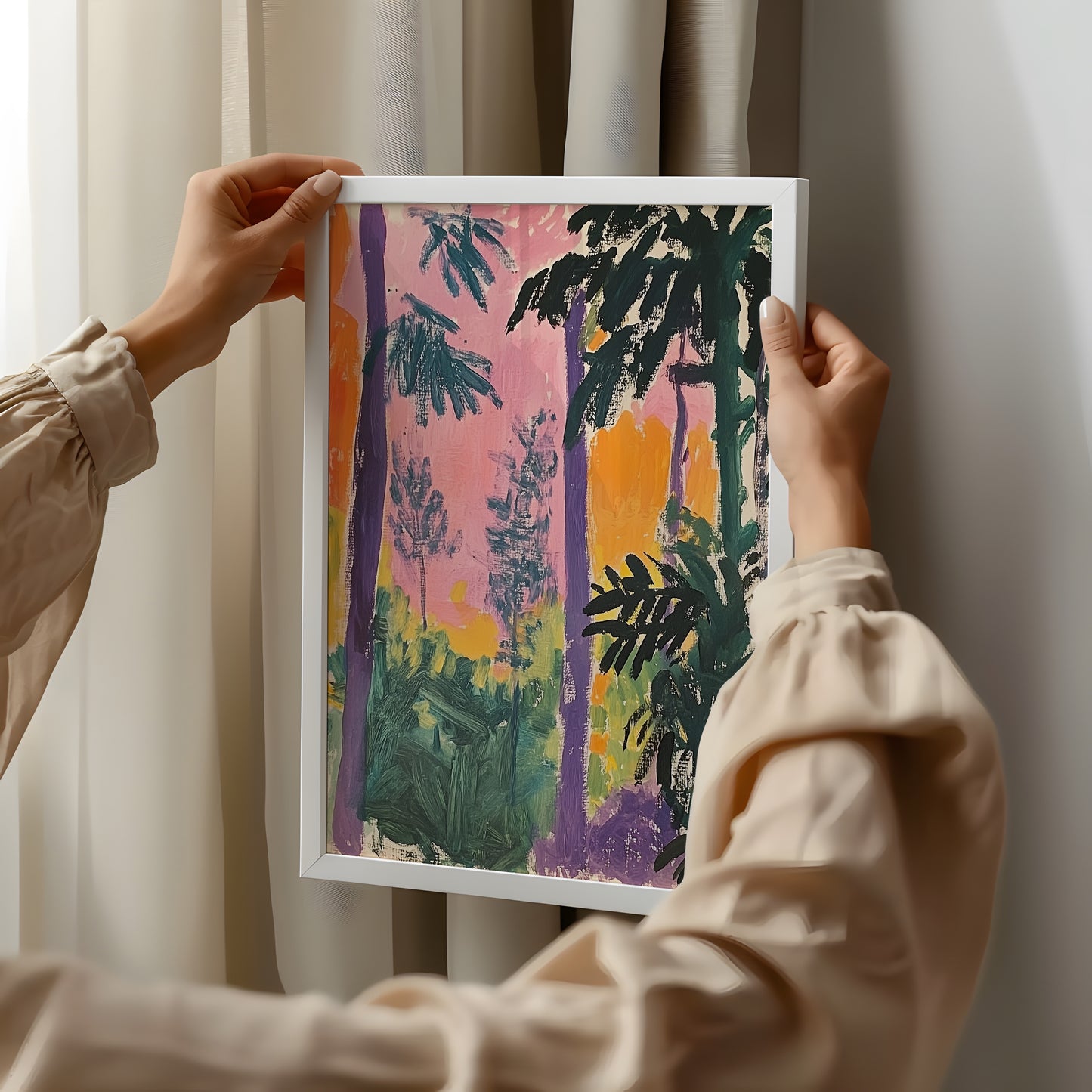 Tropical Sundown: Palm Dream Abstract