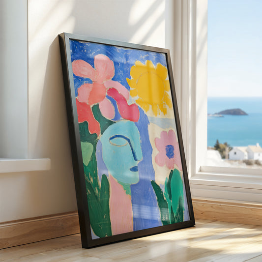 Azure Contemplation - Floral Serenity