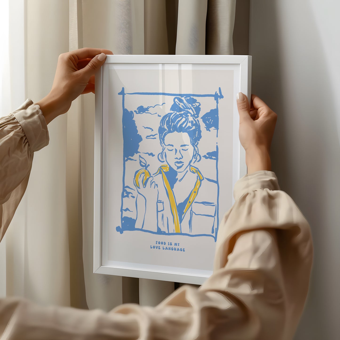 "Food Is My Love Language" - Minimal Line Art Poster