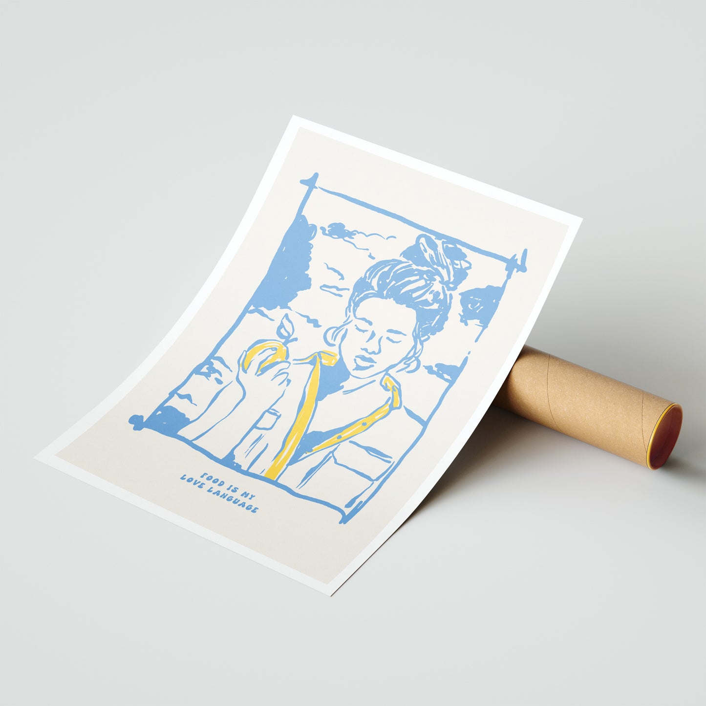 "Food Is My Love Language" - Minimal Line Art Poster