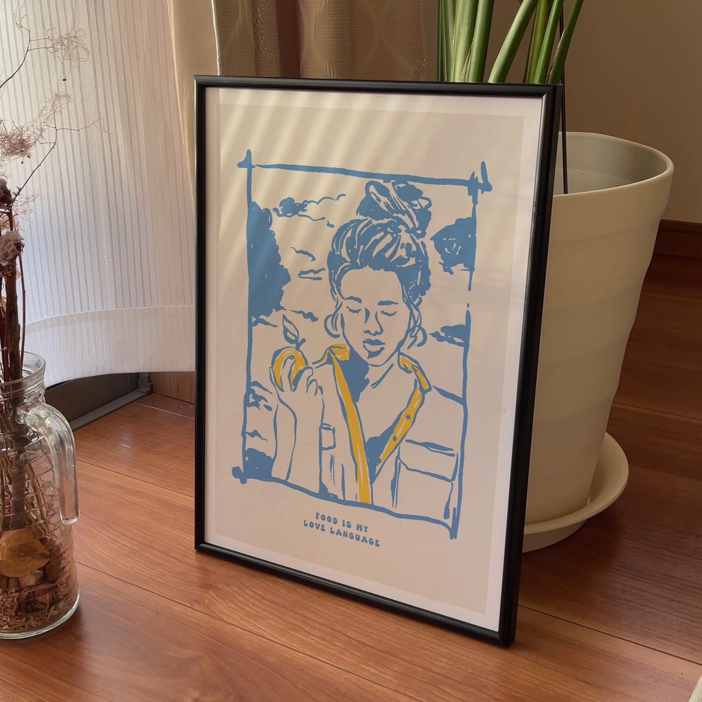 "Food Is My Love Language" - Minimal Line Art Poster