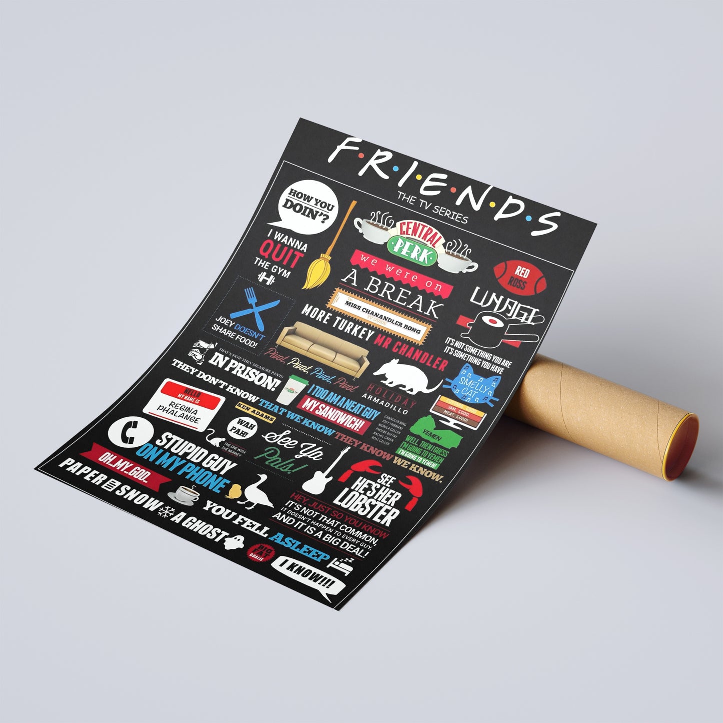 F.R.I.E.N.D.S Dialogue Collage Poster – Iconic Quotes Edition