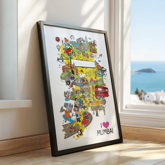 I Love Mumbai Doodle Poster