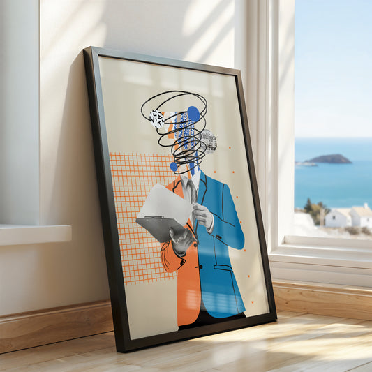 Chaos of Thought: Abstract Business Mind Art Poster