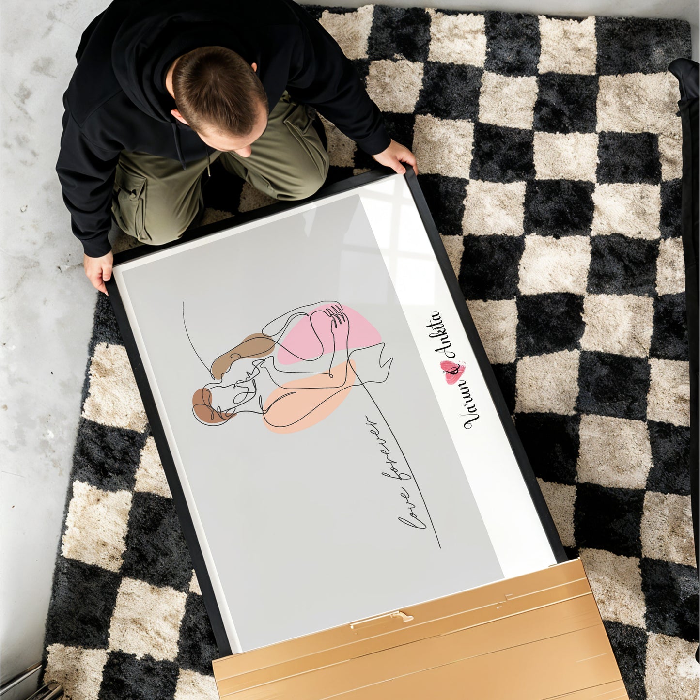 Enduring Love: Personalized Couple Line Art Poster