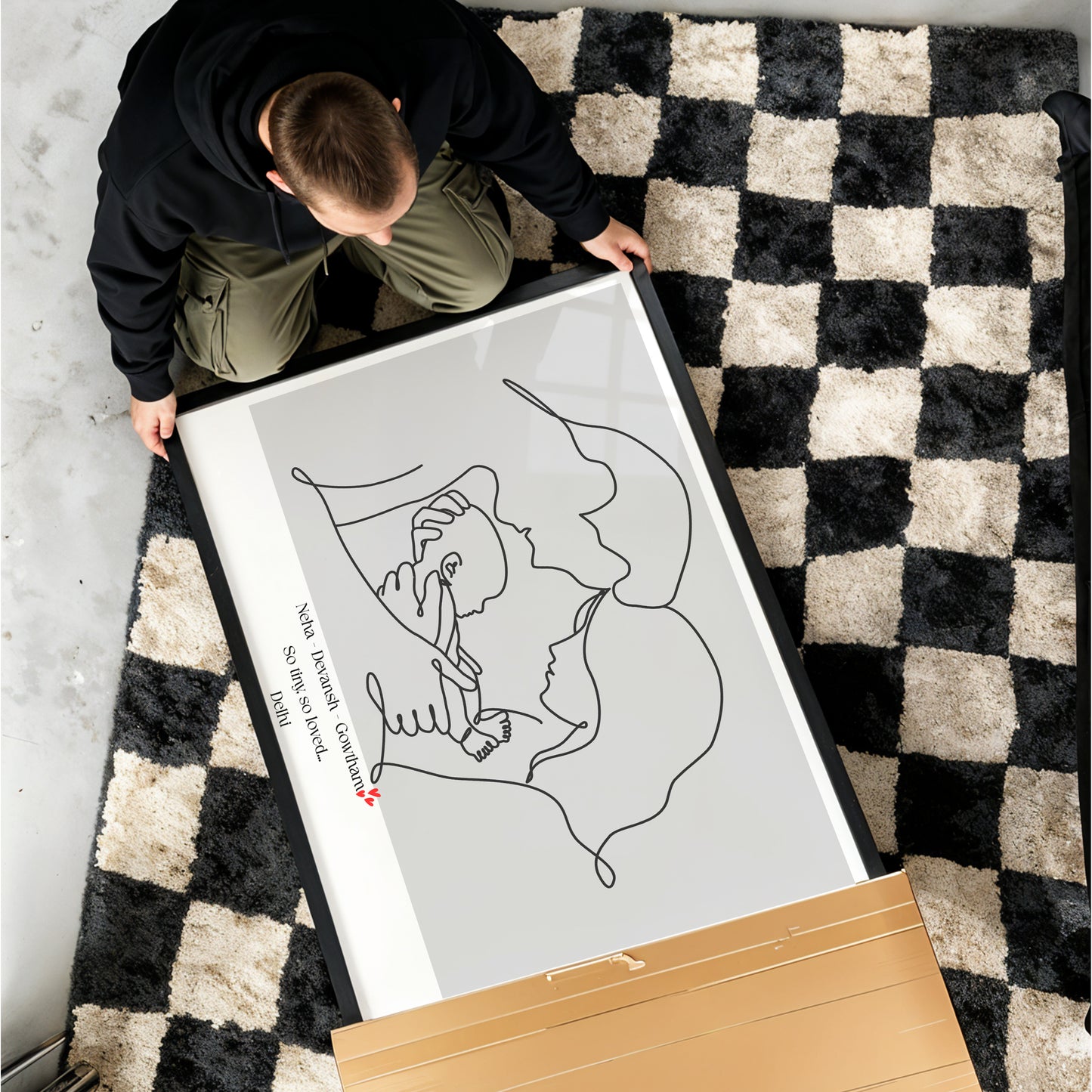 Personalized Family Keepsake: Custom Line Art Newborn Poster