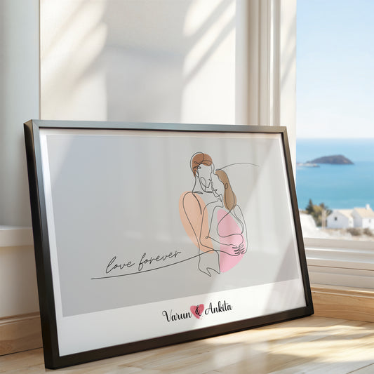 Enduring Love: Personalized Couple Line Art Poster