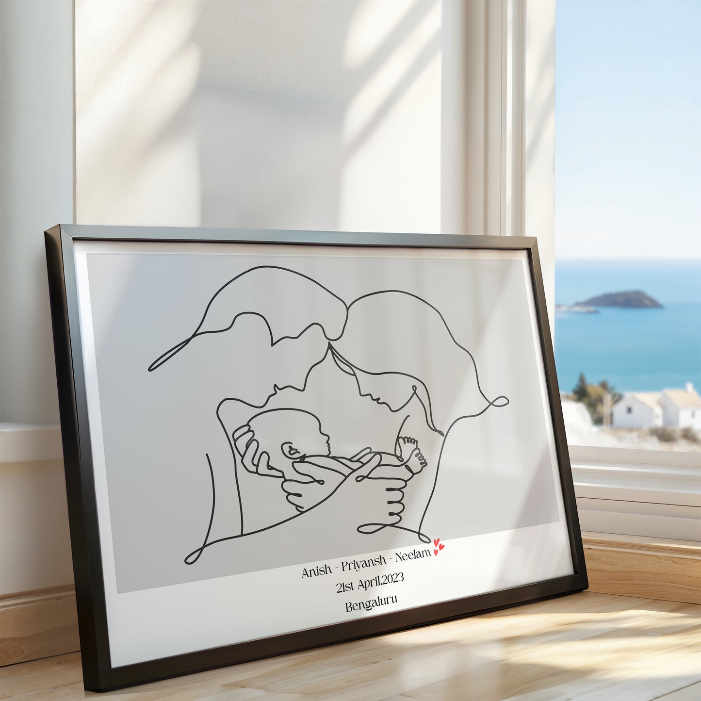 Personalized Family Keepsake: Custom Line Art Newborn Poster